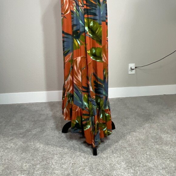 Soft Surroundings Maxi Dress Knit Ruffle Hem Fabiana Tropical  Hi-Low Sleeveless - Picture 9 of 13
